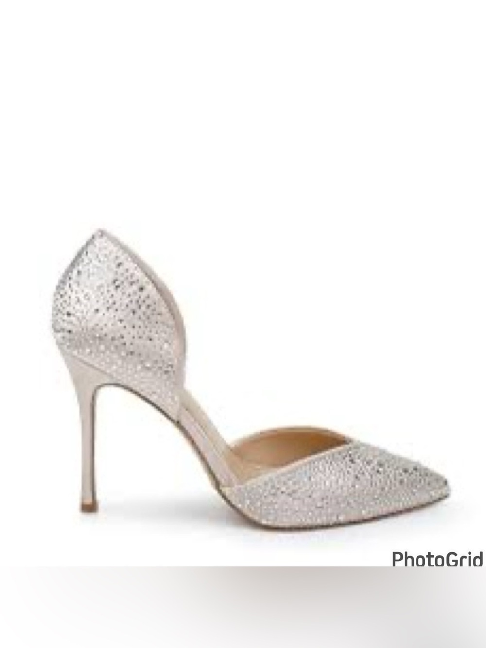 Badgley Mischka Jewel Silver Crystal d'Orsay Pointed-Toe Heel 8,5